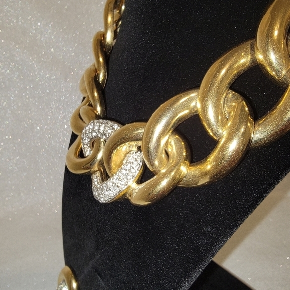 VINTAGE GIVENCHY Chunky Link Crystal Necklace w/Matching Earrings - Picture 13 of 13